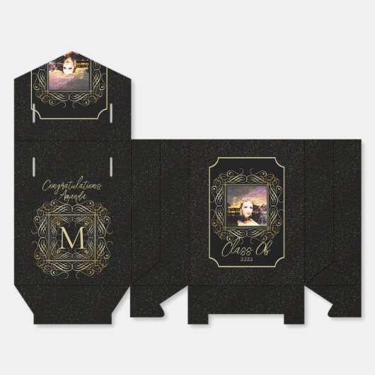 Elegant Scroll + Gold Dots Congratulation Class of Geschenkschachtel (Ungefaltet)