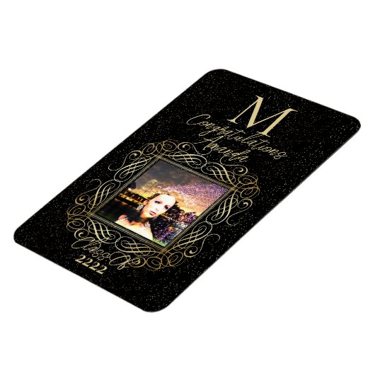 Elegant Scroll + Gold Dots Congratulation Class of Magnet (Linke Seite)