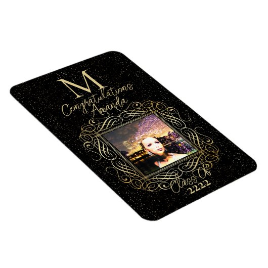 Elegant Scroll + Gold Dots Congratulation Class of Magnet (Rechte Seite)