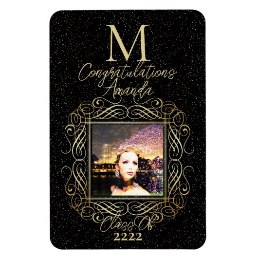 Elegant Scroll + Gold Dots Congratulation Class of Magnet (Vertikal)