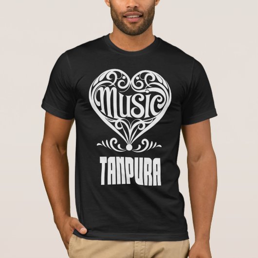 Elegant Scrolled Heart for Tanpura Lovers T-Shirt (Vorderseite)