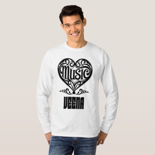 Elegant Scrolled Heart for Veena Lovers T-Shirt (Vorne ganz)