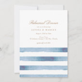 Elegant Sea Blue Stripes Nautical Rehearsal Dinner Einladung (Vorderseite)