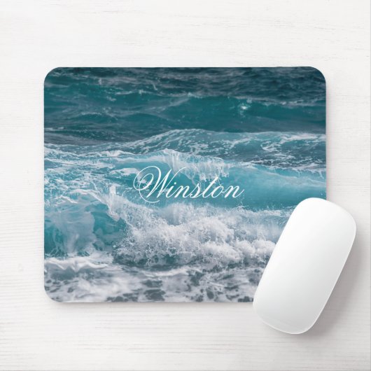 Elegant Sea Wave Pattern Personalized Mouse Pad Mousepad (Mit Mouse)