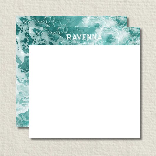 Elegant Seafoam Silver Stripe Custom Name Wedding Mitteilungskarte
