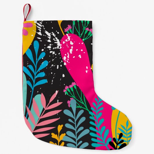 elegant seamless pattern with abstract leaves and kleiner weihnachtsstrumpf (Vorderseite)
