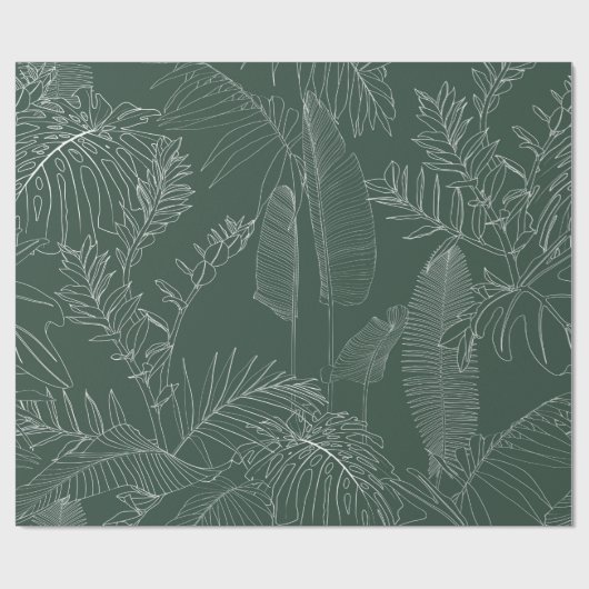 Elegant seamless pattern with green hand drawn lin geschenkpapier (Flach)