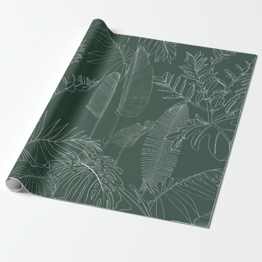 Elegant seamless pattern with green hand drawn lin geschenkpapier (Ungerollt)