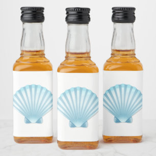 Elegant Seashell Beach Blue Nautical Wedding Alkoholflaschenetikett