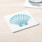 Elegant Seashell Beach Blue Nautical Wedding Rechteckiger Pappuntersetzer (angewinkelt)