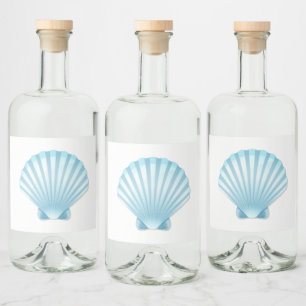 Elegant Seashell Blue Nautical Beach Wedding Alkoholflaschenetikett