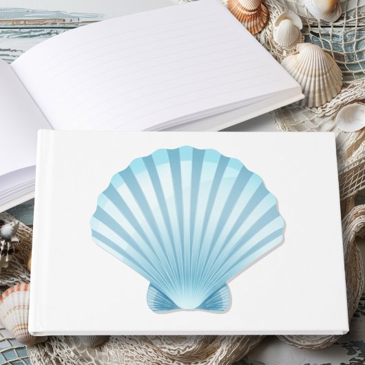 Elegant Seashell Blue Nautical Beach Wedding Gästebuch