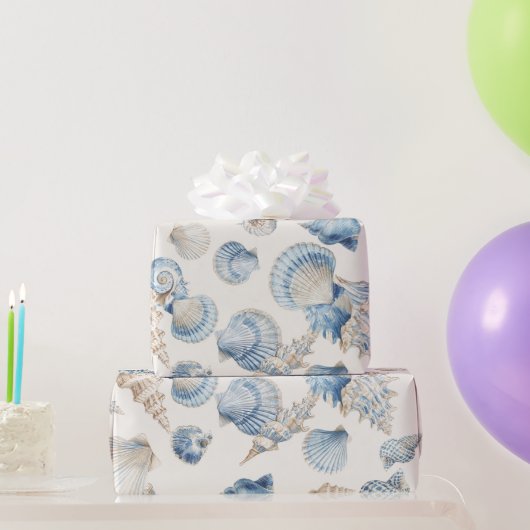 Elegant Seashell Border Geschenkpapier (Partygeschenke)