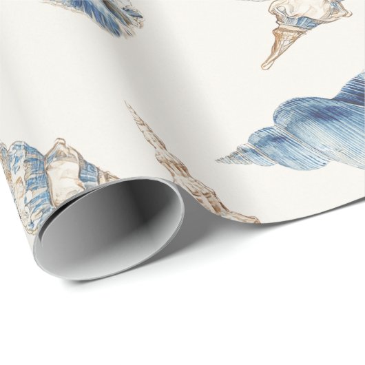 Elegant Seashell Border  Geschenkpapier (Rolleneckpunkt)