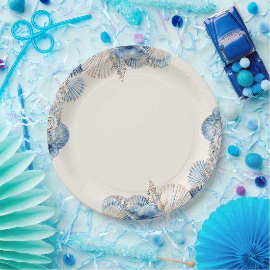 Elegant Seashell Border Pappteller (Party)