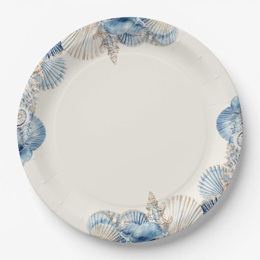Elegant Seashell Border Pappteller (Vorderseite)