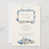 Elegant Seashell Border Wedding Einladung (Vorderseite)