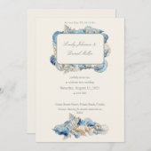 Elegant Seashell Border Wedding Einladung (Vorne/Hinten)