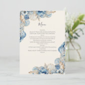 Elegant Seashell Border Wedding Menükarte (Stehend Vorderseite)