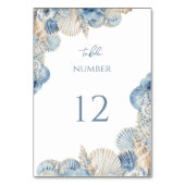 Elegant Seashell Border Wedding Tischnummer (Vorderseite)