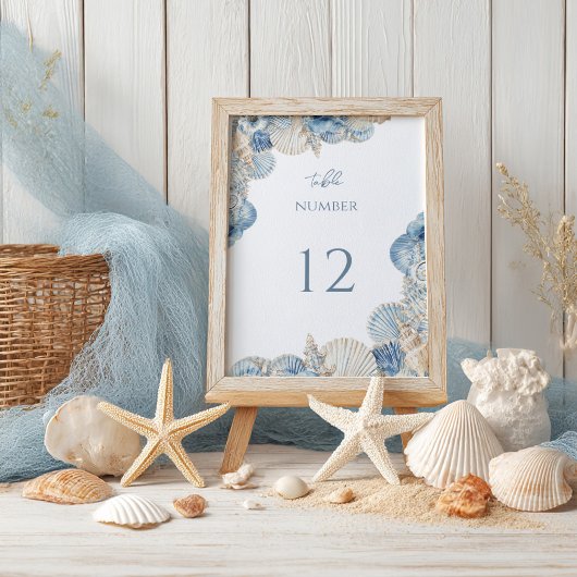 Elegant Seashell Border Wedding Tischnummer