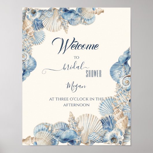Elegant Seashell Border Wedding welcome Poster (Vorne)