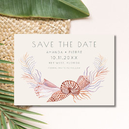 Elegant Seashell Foto Beach Wedding Save the Date