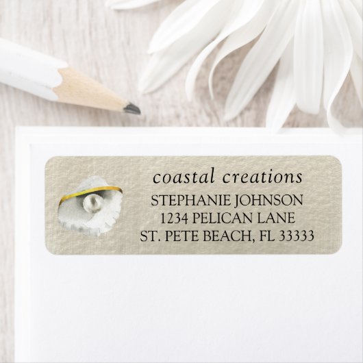 Elegant Seashell Iridescent Pearl Rücksendeadresse (Insitu)