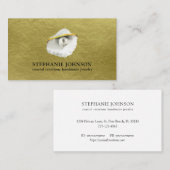 Elegant Seashell mit Perle auf Textured Gold Visitenkarte (Vorne/Hinten)