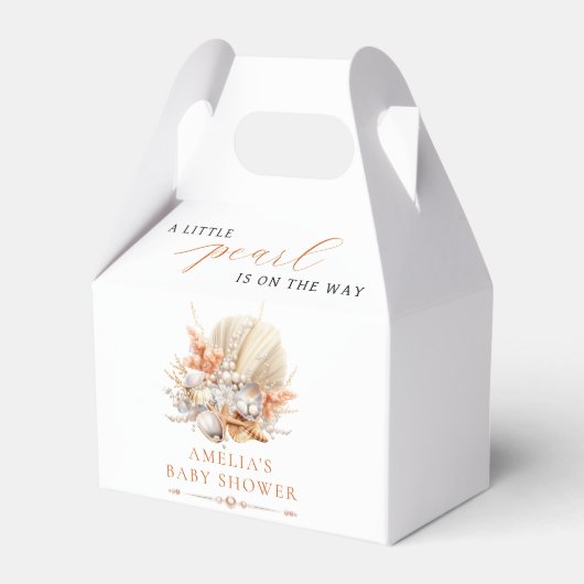 Elegant Seashell Pearl Baby Shower Fevor Boxes Geschenkschachtel (Vorderseite)