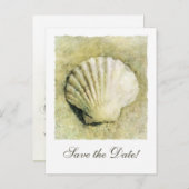 Elegant Seashell Wedding Save the Date Postcard Ankündigungspostkarte (Vorne/Hinten)