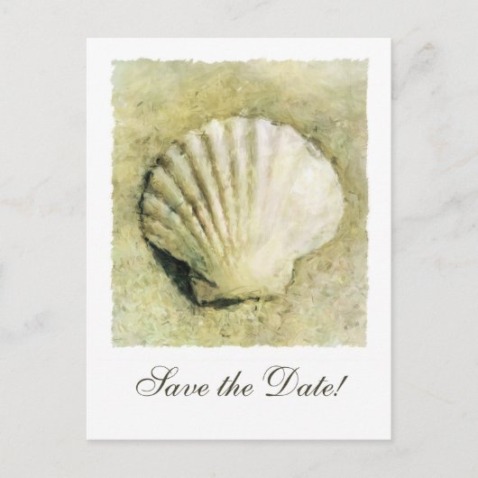 Elegant Seashell Wedding Save the Date Postcard Ankündigungspostkarte (Vorderseite)