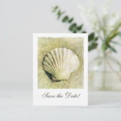 Elegant Seashell Wedding Save the Date Postcard Ankündigungspostkarte (Stehend Vorderseite)