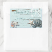 Elegant Seashells Beach Wedding Stationery Rechteckiger Aufkleber (Tasche)
