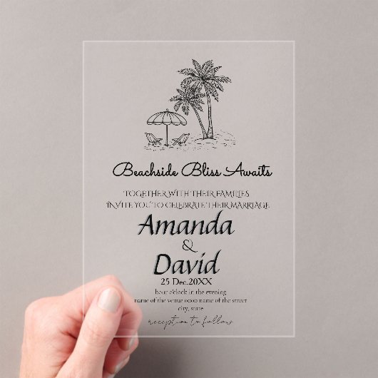 Elegant Seaside Beach Wedding Invitation Acryleinladungen (Insitu (Handheld))