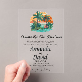 Elegant Seaside Beach Wedding Invitation Acryleinladungen