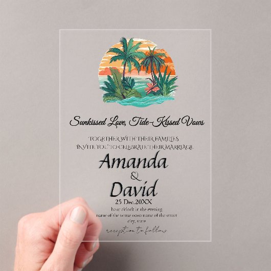 Elegant Seaside Beach Wedding Invitation Acryleinladungen (Insitu (Handheld))