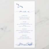 Elegant Seaside Coastal Chic Blue Wedding Menükarte (Vorderseite)