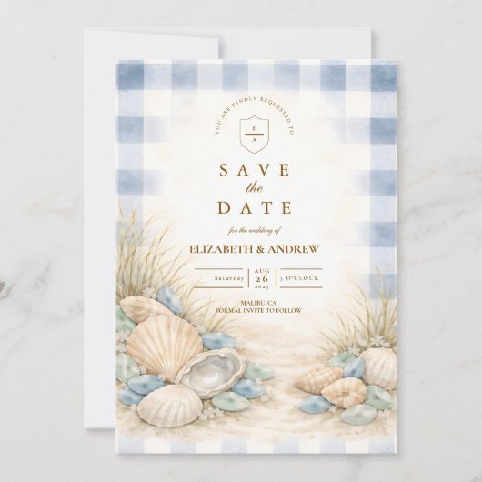 Elegant Seaside Shell Wedding Save The Date (Vorderseite)