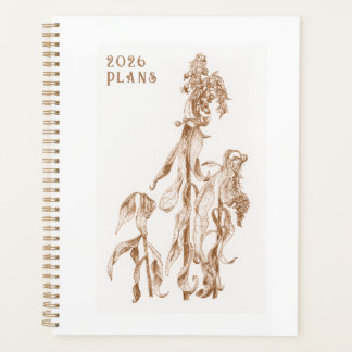 Elegant Seasonal Botanical Ink Art 2026 Planer
