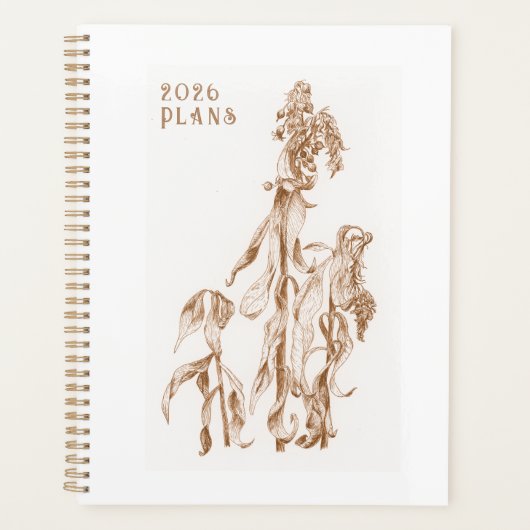 Elegant Seasonal Botanical Ink Art 2026 Planer (Vorderseite)