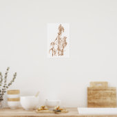 Elegant Seasonal Botanical Ink Art Wall Poster (Küche)