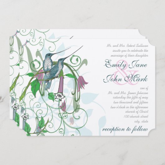 Elegant Secret Garden Hummingbird Wedding Einladung (Vorne/Hinten)