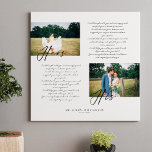 Elegant Sein & Hers Wedding Vows Minimal 2 Foto Leinwanddruck<br><div class="desc">Neuer Herr & Mrs. seine und ihre Hochzeitstag Gelübde & Foto halten Leinwand drucken, um immer an Ihren besonderen Tag und Ihre Liebe zu erinnern und einander zu versprechen. Dieses elegante Hochzeitstag-Sake-Leinwand zeichnet sich durch ein schlichtes, minimales 2-Foto-Layout aus, um Ihre eigenen Hochzeitstage-Fotos zu zeigen. "Seine" & "ihre" Skripttypografie-Overlay mit...</div>