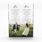 Elegant Sein & Hers Wedding Vows Minimales Foto (Vorderseite)