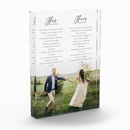 Elegant Sein & Hers Wedding Vows Minimales Foto (Links)