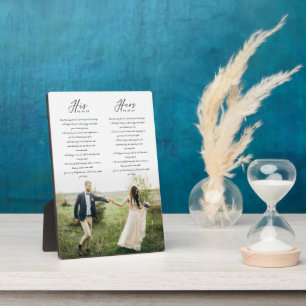 Elegant Sein & Hers Wedding Vows Minimales Foto Fotoplatte