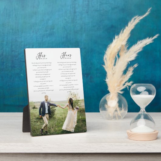 Elegant Sein & Hers Wedding Vows Minimales Foto Fotoplatte (Seite)