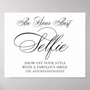Elegant Selfie Smile Black Script   Ihr Hashtag Poster
