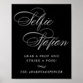 Elegant Selfie Station Weißes Skript | Soziale Med Poster (Vorne)